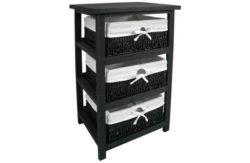 Black Wood Storage Unit with 3 Maize Baskets